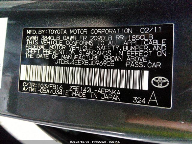 Photo 8 VIN: JTDBU4EEXBJ096905 - TOYOTA COROLLA 