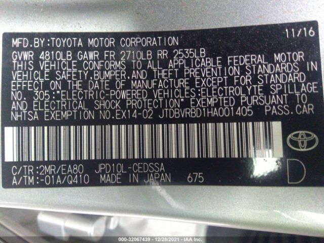 Photo 8 VIN: JTDBVRBD1HA001405 - TOYOTA MIRAI 