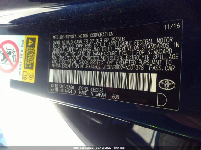 Photo 8 VIN: JTDBVRBD2HA001378 - TOYOTA MIRAI 