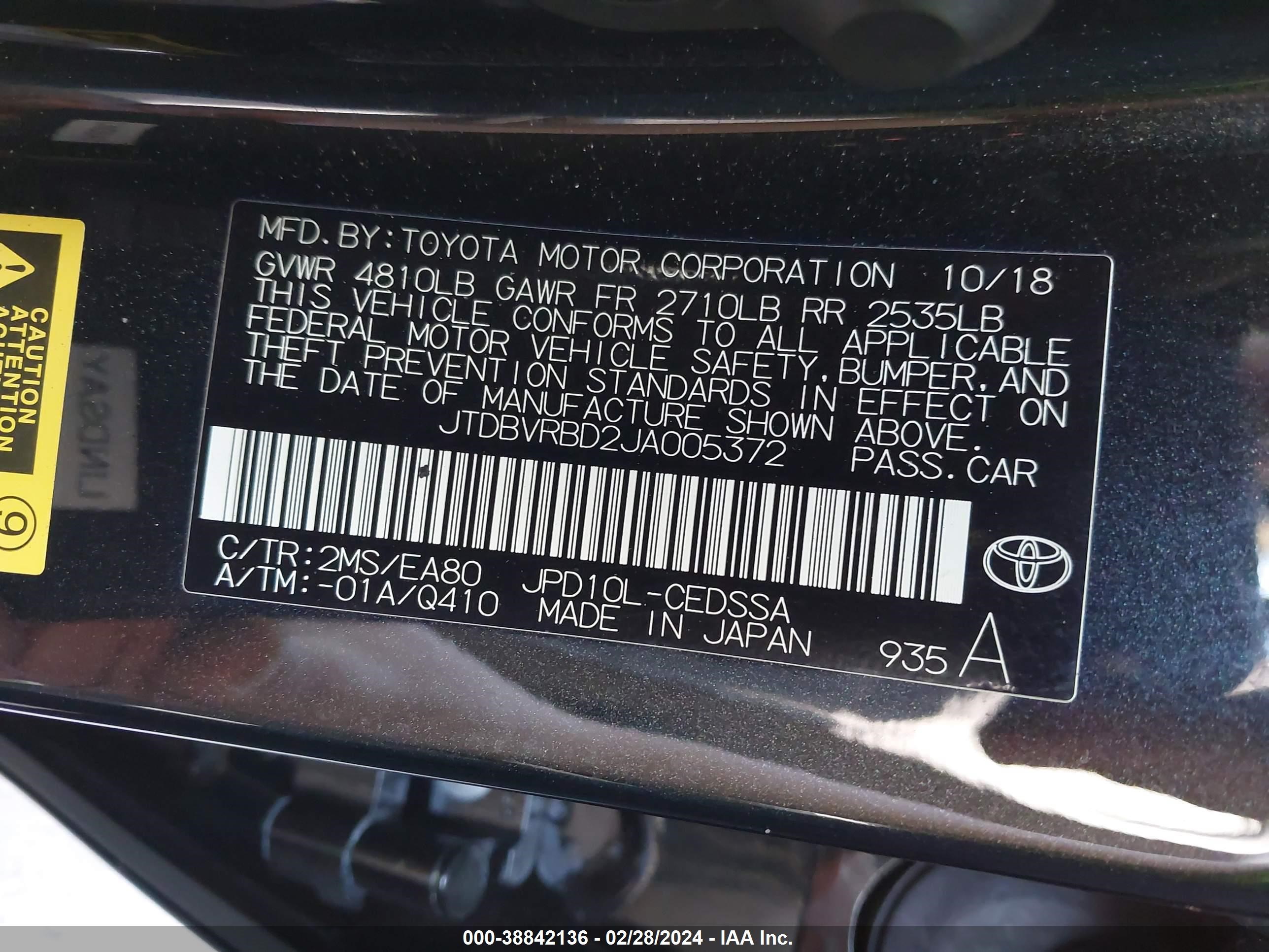 Photo 8 VIN: JTDBVRBD2JA005372 - TOYOTA MIRAI 