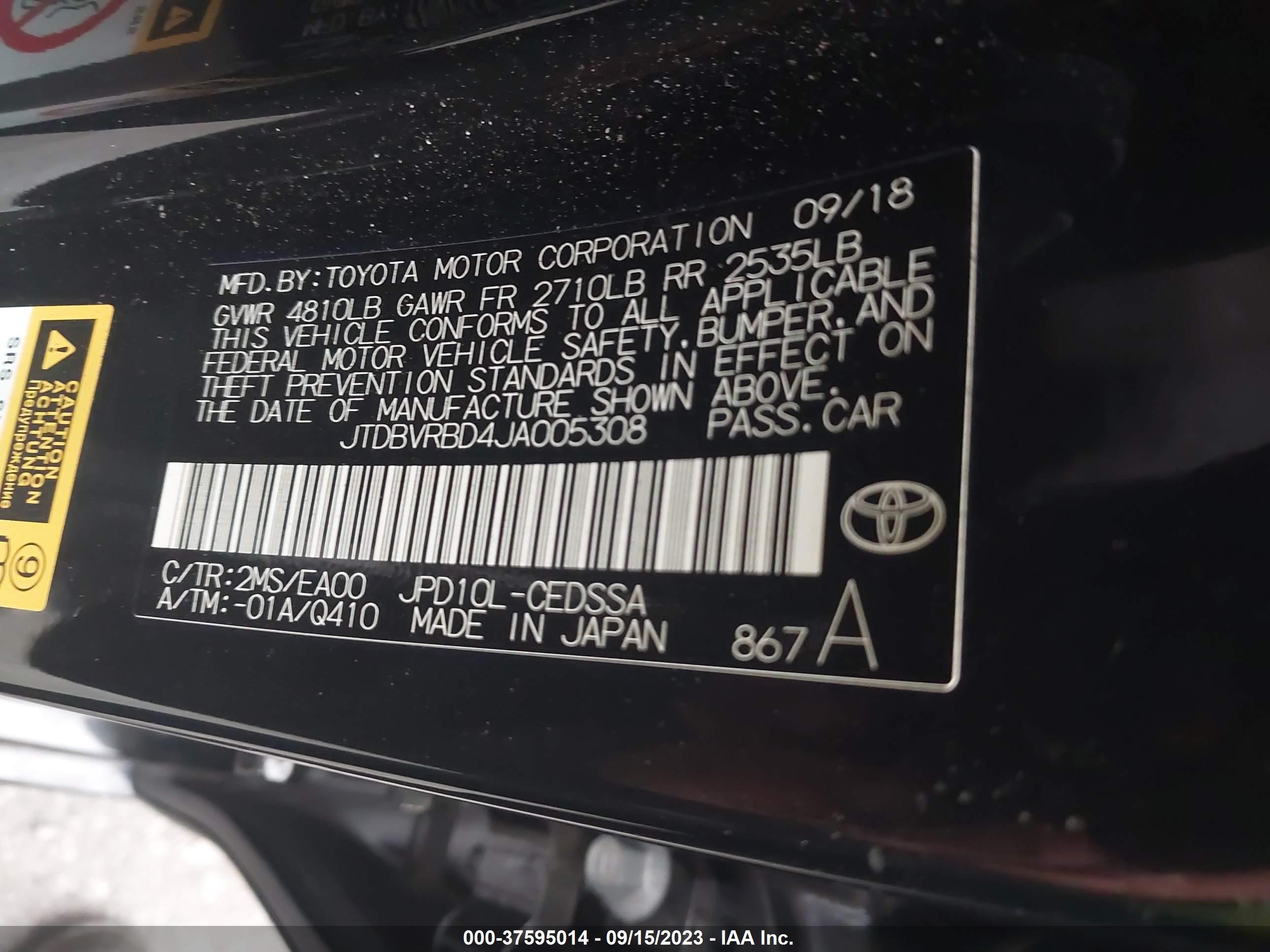 Photo 8 VIN: JTDBVRBD4JA005308 - TOYOTA MIRAI 