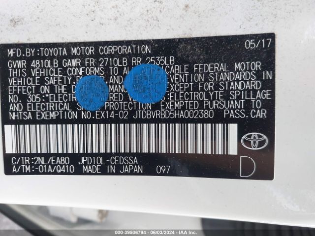 Photo 8 VIN: JTDBVRBD5HA002380 - TOYOTA MIRAI 