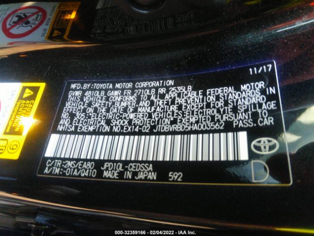 Photo 8 VIN: JTDBVRBD5HA003562 - TOYOTA MIRAI 