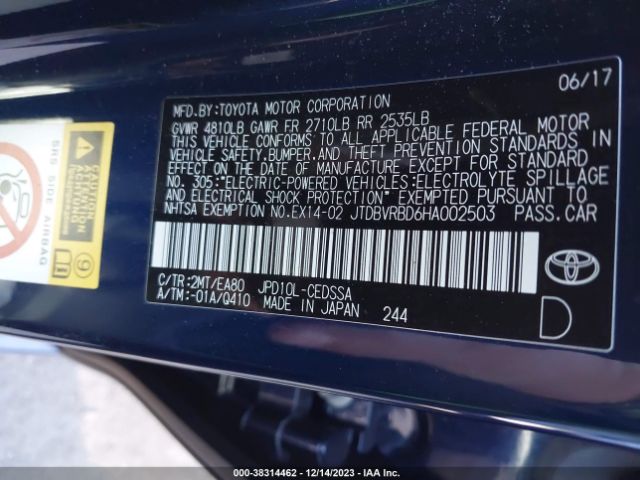 Photo 8 VIN: JTDBVRBD6HA002503 - TOYOTA MIRAI 