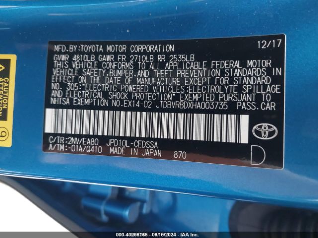 Photo 8 VIN: JTDBVRBDXHA003735 - TOYOTA MIRAI 