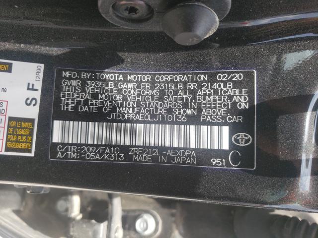 Photo 9 VIN: JTDDPRAE0LJ110136 - TOYOTA COROLLA L 