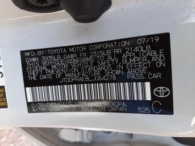 Photo 9 VIN: JTDDPRAE8LJ064278 - TOYOTA COROLLA L 