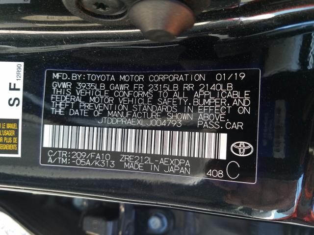 Photo 9 VIN: JTDDPRAEXLJ004793 - TOYOTA COROLLA L 