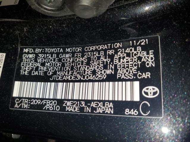 Photo 11 VIN: JTDEAMDE3NJ046259 - TOYOTA COROLLA 