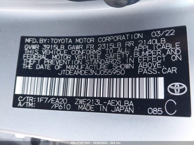 Photo 8 VIN: JTDEAMDE3NJ055950 - TOYOTA COROLLA 