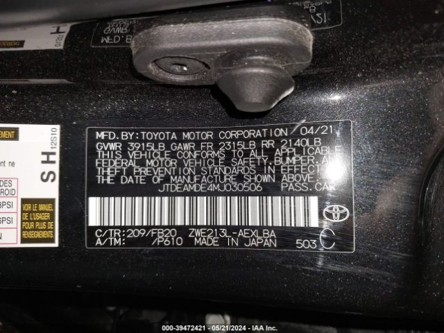 Photo 8 VIN: JTDEAMDE4MJ030506 - TOYOTA COROLLA 