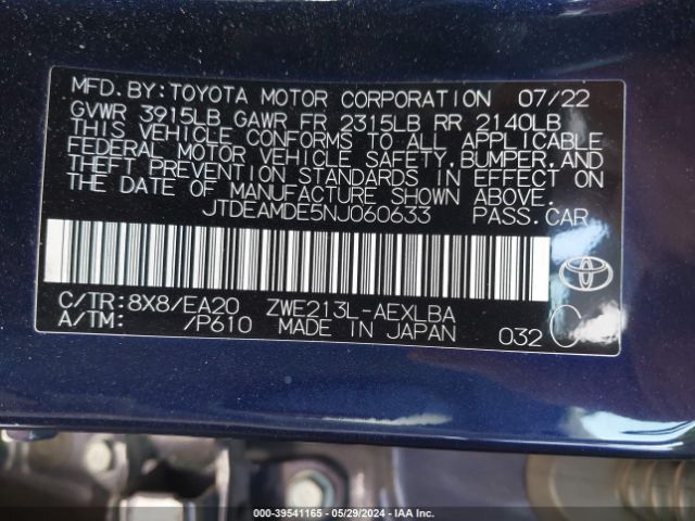 Photo 8 VIN: JTDEAMDE5NJ060633 - TOYOTA COROLLA 