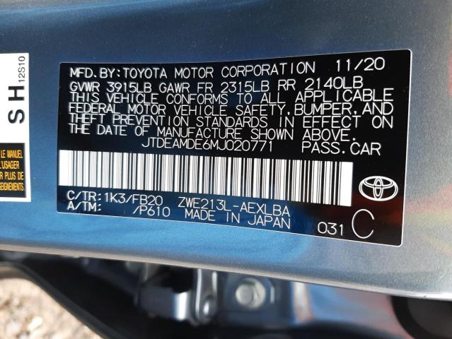 Photo 9 VIN: JTDEAMDE6MJ020771 - TOYOTA COROLLA LE 