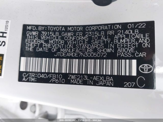 Photo 8 VIN: JTDEAMDE7N3005072 - TOYOTA COROLLA 