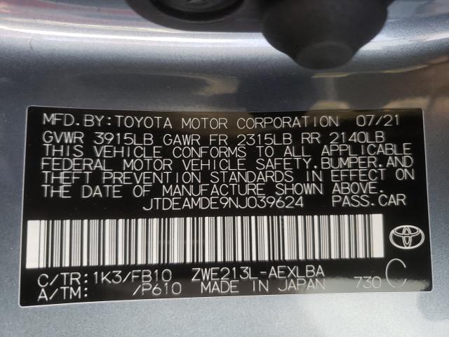 Photo 9 VIN: JTDEAMDE9NJ039624 - TOYOTA COROLLA LE 