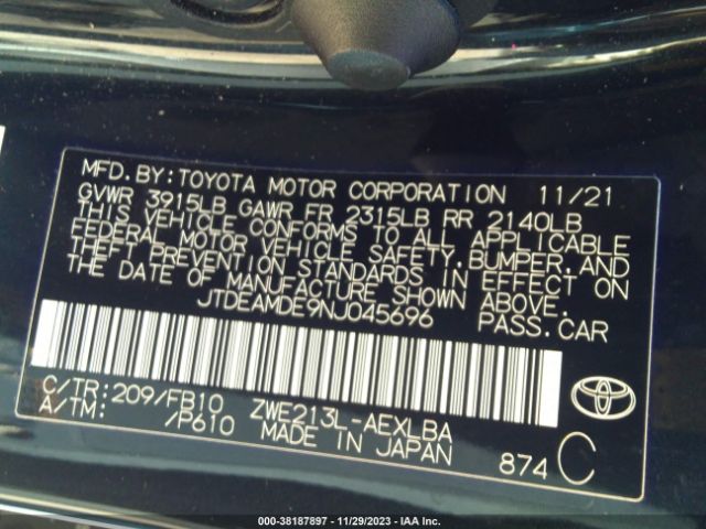 Photo 8 VIN: JTDEAMDE9NJ045696 - TOYOTA COROLLA 