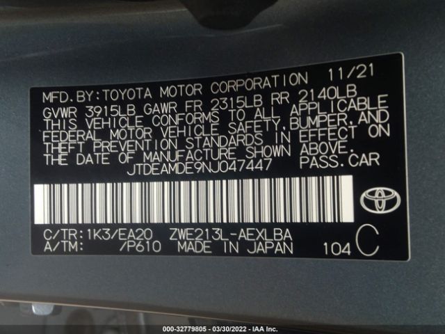 Photo 8 VIN: JTDEAMDE9NJ047447 - TOYOTA COROLLA 