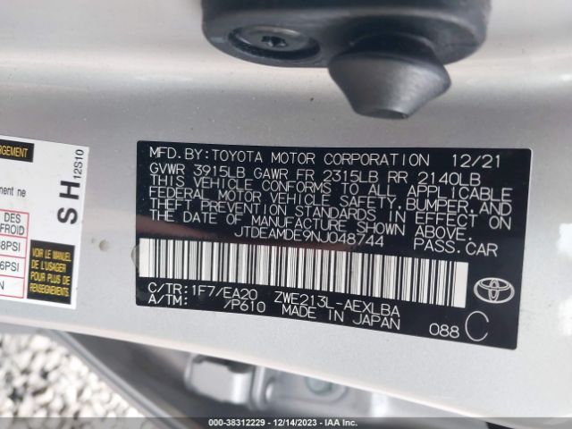 Photo 8 VIN: JTDEAMDE9NJ048744 - TOYOTA COROLLA 