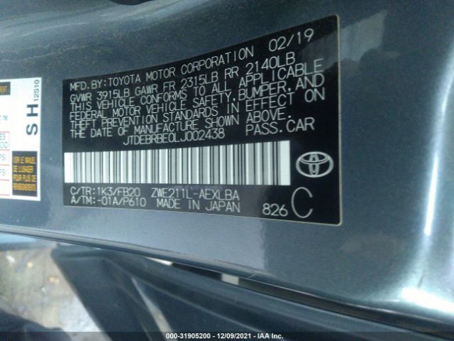 Photo 8 VIN: JTDEBRBE0LJ002438 - TOYOTA COROLLA 