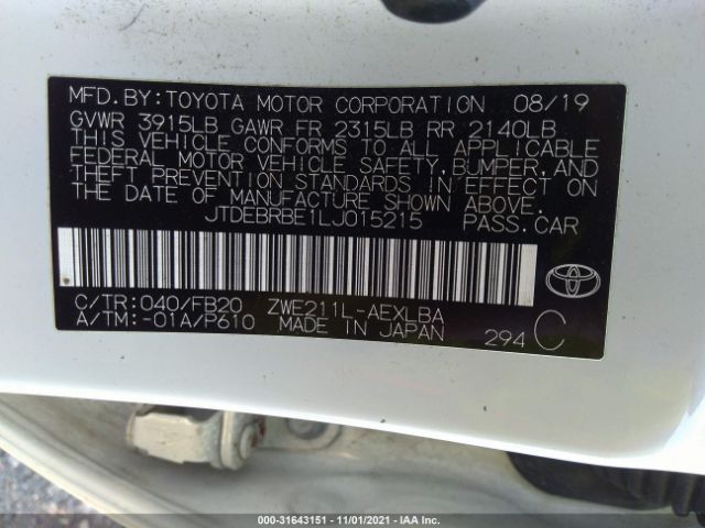 Photo 8 VIN: JTDEBRBE1LJ015215 - TOYOTA COROLLA 