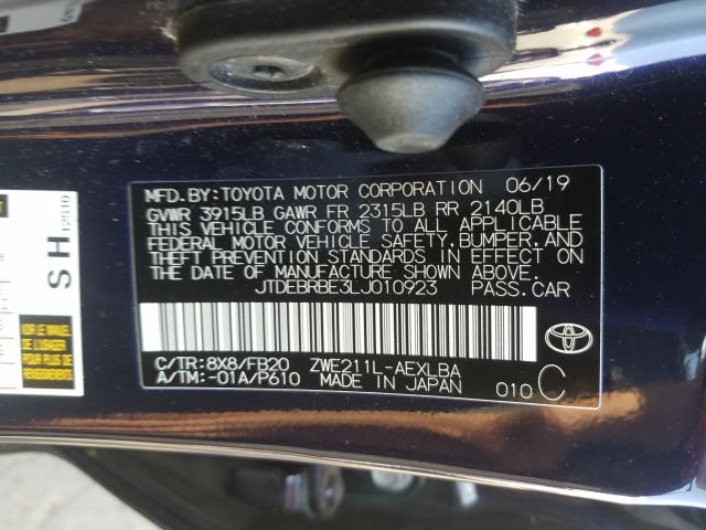 Photo 9 VIN: JTDEBRBE3LJ010923 - TOYOTA COROLLA LE 