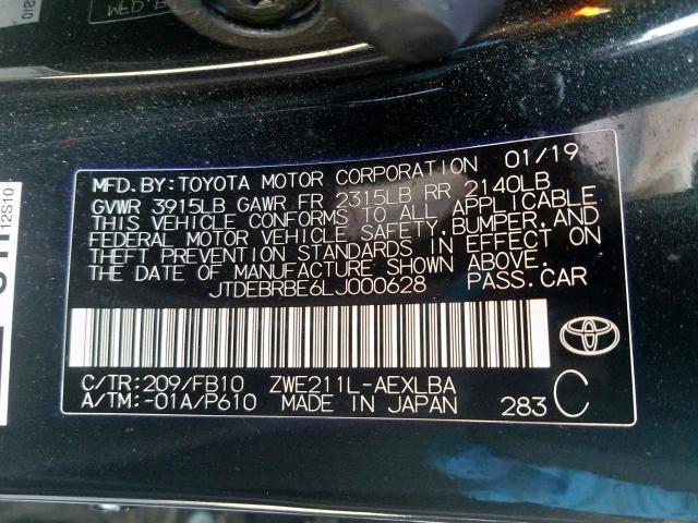 Photo 9 VIN: JTDEBRBE6LJ000628 - TOYOTA COROLLA LE 