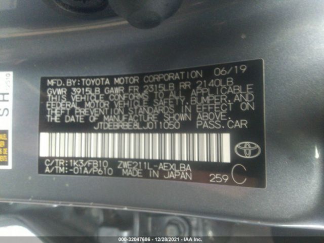 Photo 8 VIN: JTDEBRBE8LJ011050 - TOYOTA COROLLA 