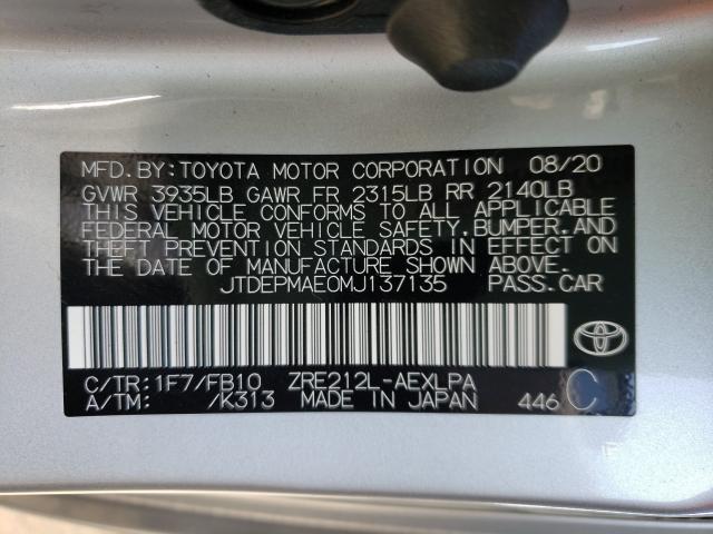 Photo 9 VIN: JTDEPMAE0MJ137135 - TOYOTA COROLLA LE 