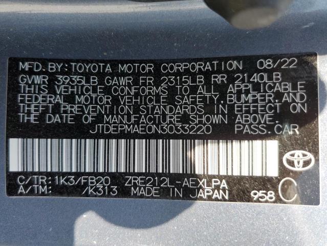 Photo 11 VIN: JTDEPMAE0N3033220 - TOYOTA COROLLA LE 