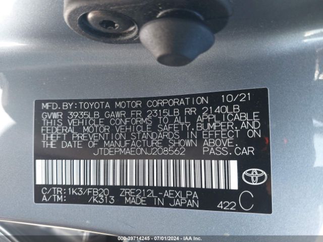 Photo 8 VIN: JTDEPMAE0NJ208562 - TOYOTA COROLLA 