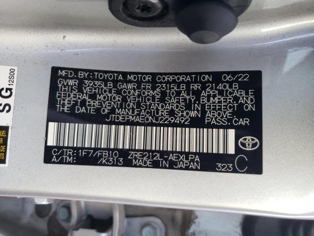 Photo 12 VIN: JTDEPMAE0NJ229492 - TOYOTA COROLLA 