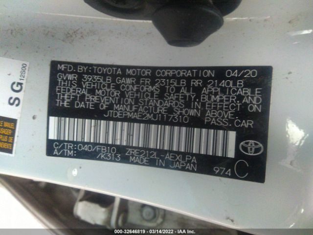 Photo 8 VIN: JTDEPMAE2MJ117310 - TOYOTA COROLLA 