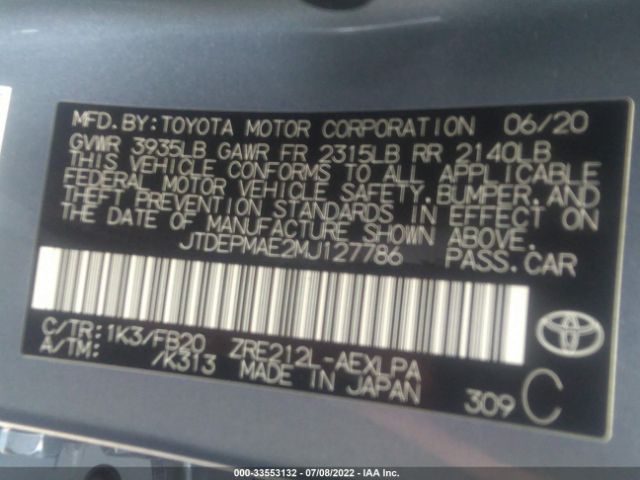 Photo 8 VIN: JTDEPMAE2MJ127786 - TOYOTA COROLLA 