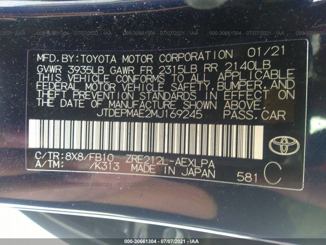 Photo 8 VIN: JTDEPMAE2MJ169245 - TOYOTA COROLLA 