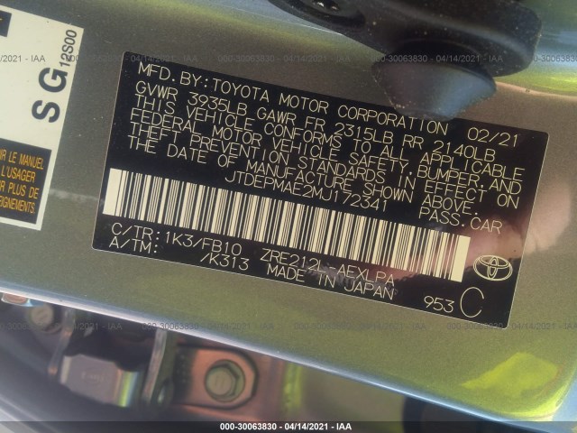 Photo 8 VIN: JTDEPMAE2MJ172341 - TOYOTA COROLLA 