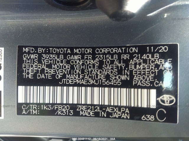 Photo 8 VIN: JTDEPMAE3MJ156455 - TOYOTA COROLLA 