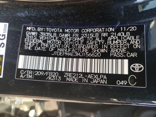 Photo 9 VIN: JTDEPMAE3MJ156620 - TOYOTA COROLLA LE 