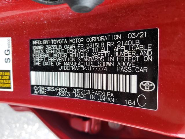 Photo 11 VIN: JTDEPMAE3MJ177774 - TOYOTA COROLLA LE 