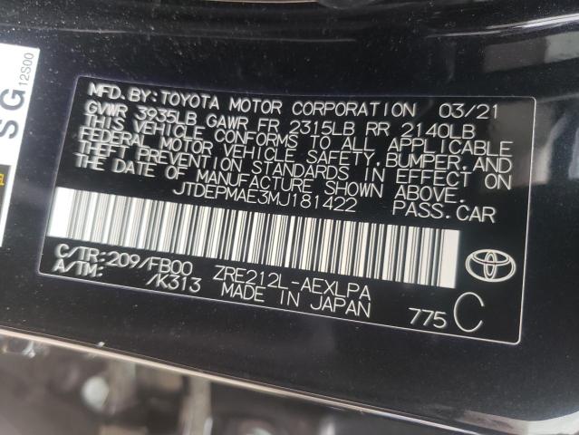 Photo 9 VIN: JTDEPMAE3MJ181422 - TOYOTA COROLLA LE 