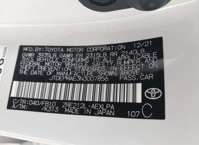 Photo 8 VIN: JTDEPMAE3N3007856 - TOYOTA COROLLA 