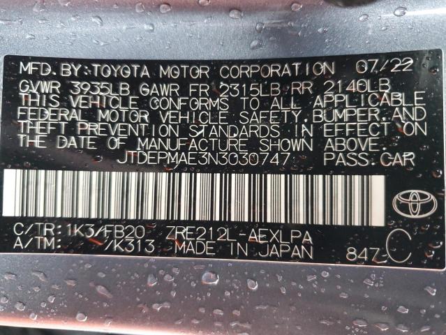 Photo 11 VIN: JTDEPMAE3N3030747 - TOYOTA COROLLA 