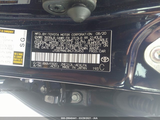 Photo 8 VIN: JTDEPMAE4MJ135453 - TOYOTA COROLLA 