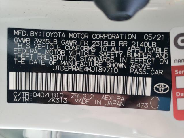 Photo 9 VIN: JTDEPMAE4MJ189710 - TOYOTA COROLLA LE 