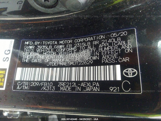 Photo 8 VIN: JTDEPMAE5MJ122629 - TOYOTA COROLLA 