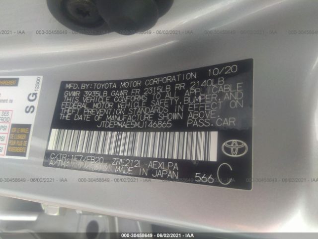 Photo 8 VIN: JTDEPMAE5MJ146865 - TOYOTA COROLLA 