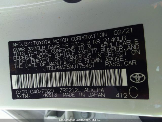 Photo 8 VIN: JTDEPMAE5MJ175461 - TOYOTA COROLLA 