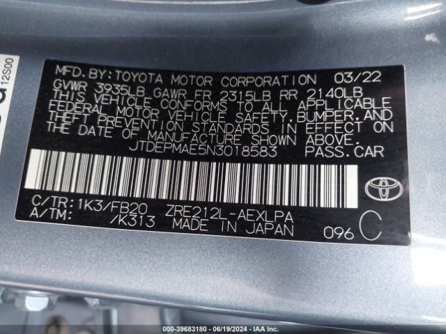 Photo 8 VIN: JTDEPMAE5N3018583 - TOYOTA COROLLA 