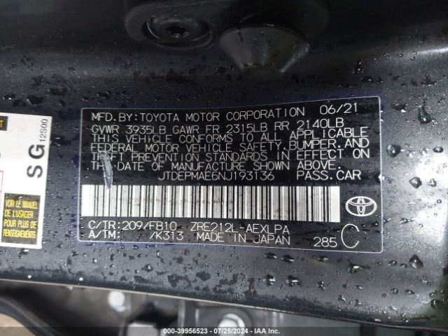 Photo 8 VIN: JTDEPMAE5NJ193136 - TOYOTA COROLLA 