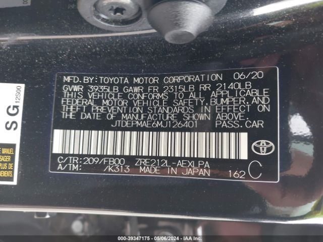 Photo 8 VIN: JTDEPMAE6MJ126401 - TOYOTA COROLLA 