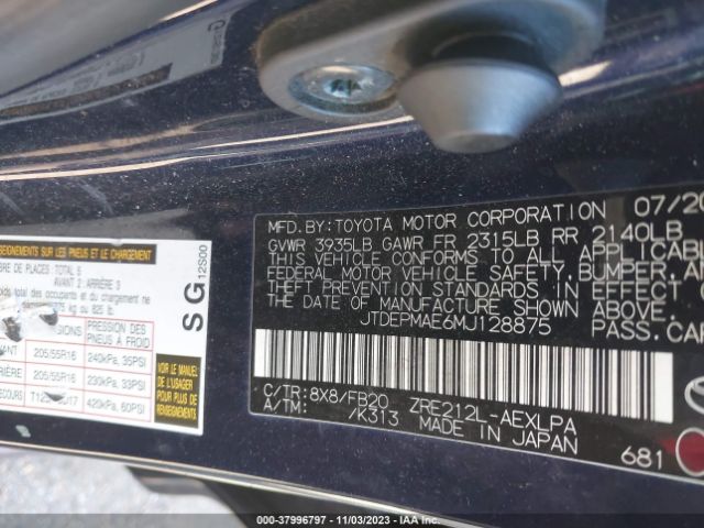 Photo 8 VIN: JTDEPMAE6MJ128875 - TOYOTA COROLLA 